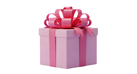 Obraz premium Pink Gift Box with Red Ribbon Bow on Black Background