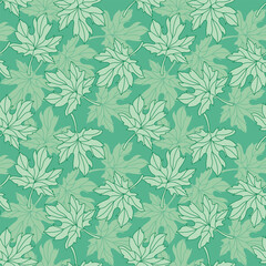 Fototapeta premium Green Leaf Seamless Pattern Botanical Foliage Nature Background
