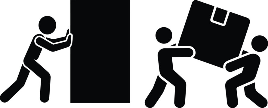 Two different approaches to moving heavy objects with human figures