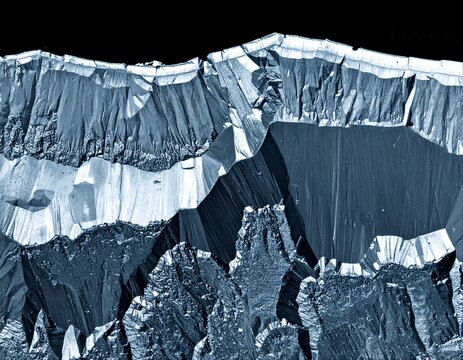 Scanning Electron Microscope View of Metal Fracture Surface &mdash; Crystalline Metallic Structure Close-Up