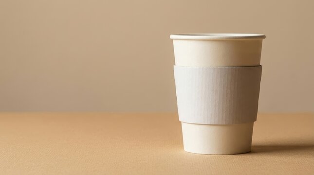 A disposable coffee cup mockup against a beige background