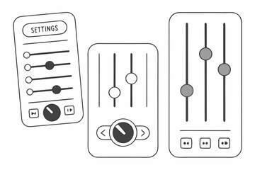 Black and white mobile device settings sliders dials © Ferdou