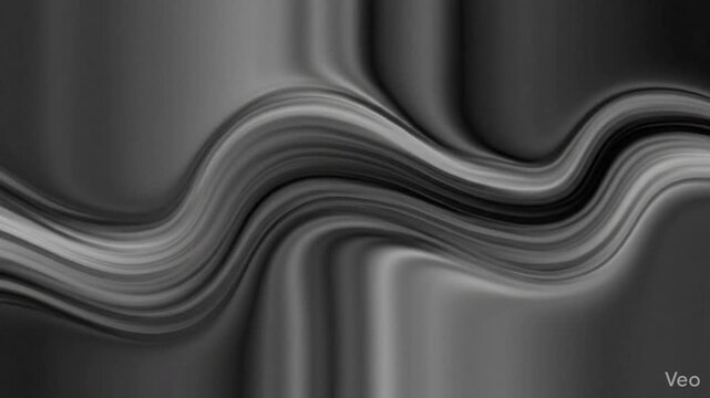 Abstract Looped Fluid Gradient Dark Graphite Gray Toned Wallpaper Video. Elegant Seamless Animation of Charcoal Black Waves and Silver Stripes Flowing Smoothly in Ultra HD Resolution.