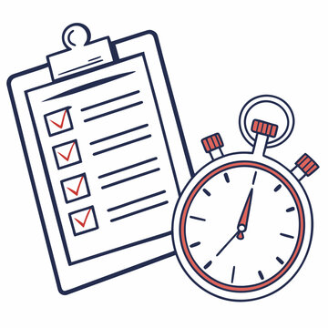 Stopwatch and checklist on clipboard time management