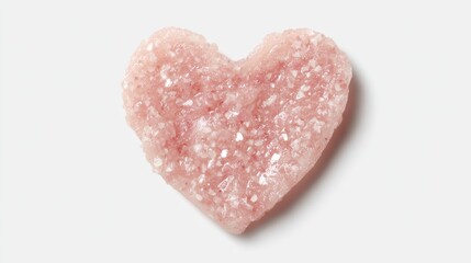 Obraz premium Heart shaped pink geode with rough crystal texture, symbolizing love and romance, depicting care, tenderness, and devotion, isolated on white background
