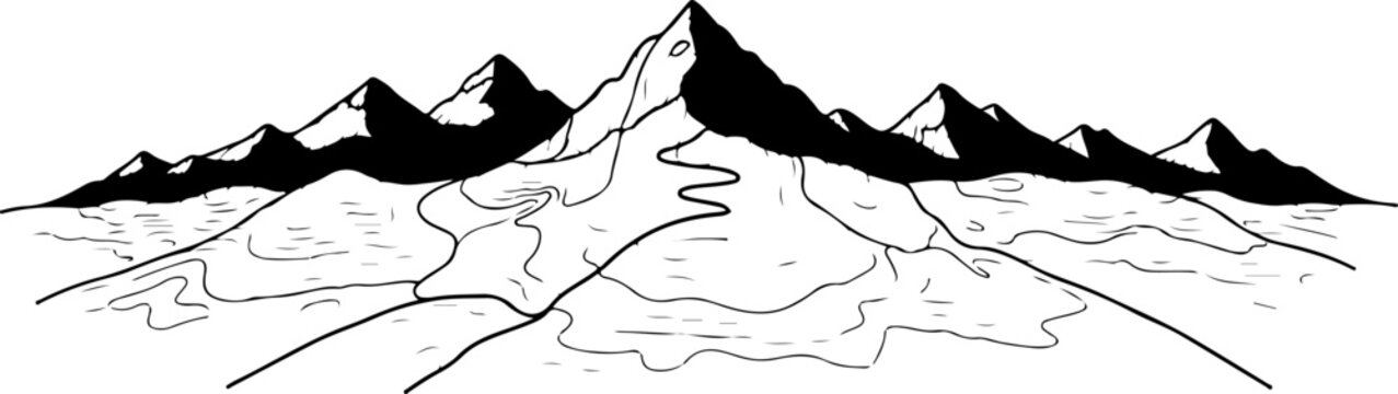 Vector mountain range landscape illustration