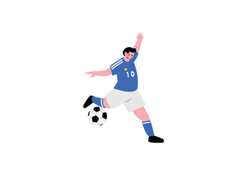 ボールを蹴るサッカー選手のイラストセット