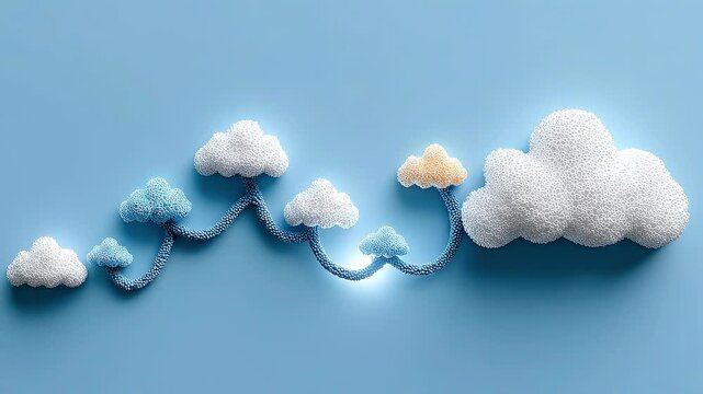 Connected cloud network pathway illustrating collaborative cloud business roadmap and progressive digital capability expansion.