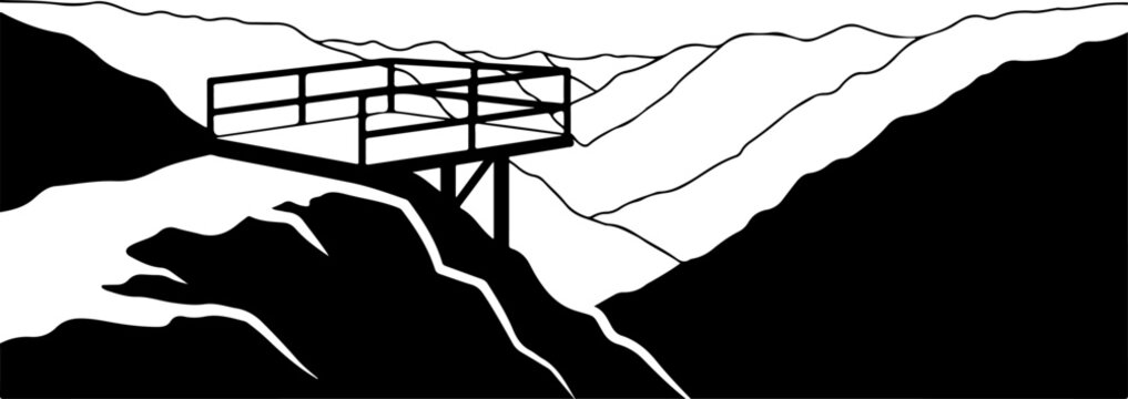 Vector mountain observation deck illustration