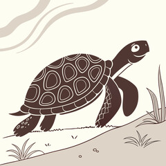 Fototapeta premium Elegant Turtle Silhouette with a Unique Patterned Shell Vector Illustration for Nature Conservation and Aquatic Themes