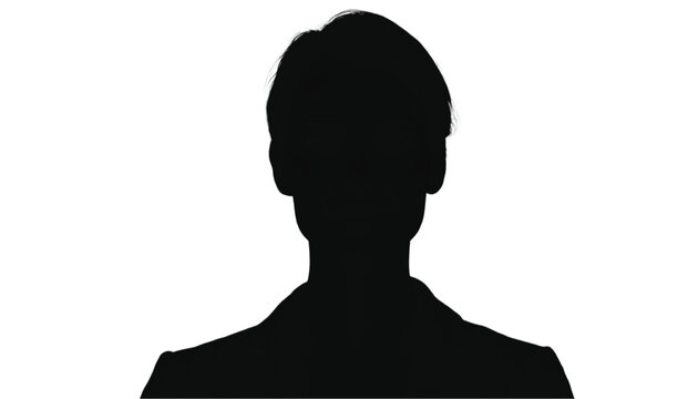 Silhouette portrait represents an unknown male person or anonymous user profile icon against white.