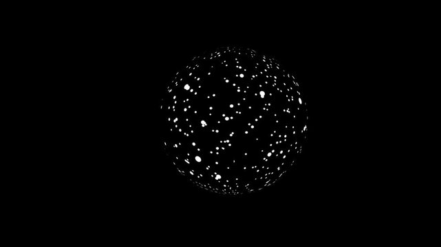 White abstract 3d sphere of glowing particles and energy waves.  light bulb on black background