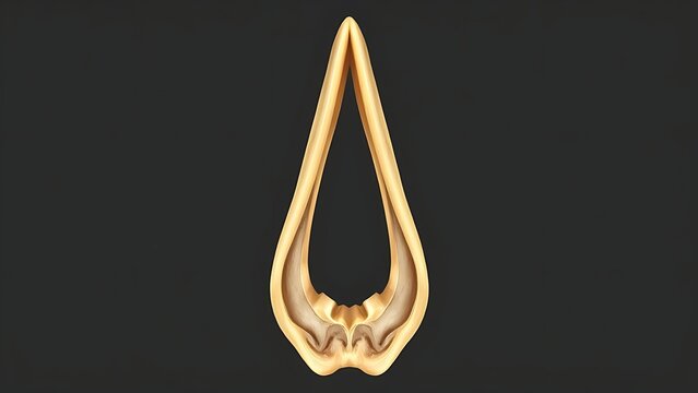 ostomy. Detailed medical illustration of the stapes bone, showcasing its delicate stirrup shape and intricate structure. STEM education sheets.