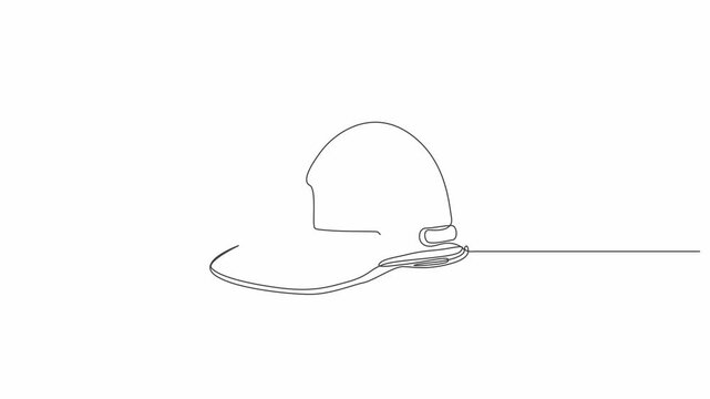Construction Helmet Labor Day Tribute Animation,One line drawing of yellow safety helmet with happy labour day lettering on minimalist white background