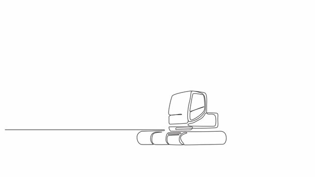 Excavator Bulldozer, Construction Machine one line art Animation