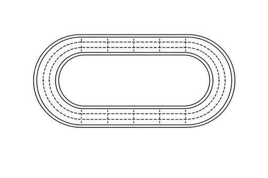 Roller Skating Track Oval Layout Diagram Top View Minimal Line