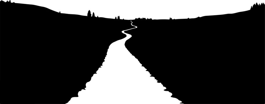 Vector illustration of a road between two cliffs