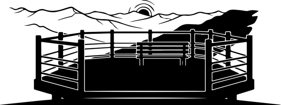 Vector illustration of a black boxing ring