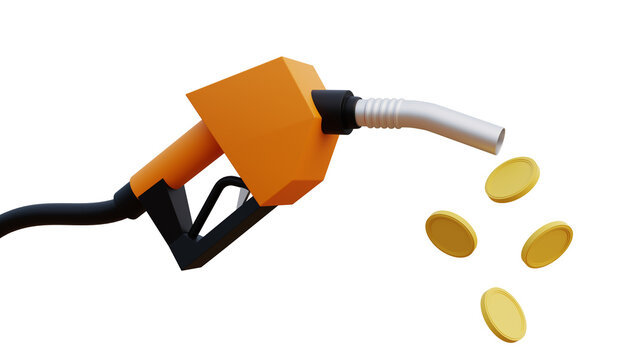 The gas station sprayed silver coins to commemorate the Great Depression and soaring oil prices.
3D illustration