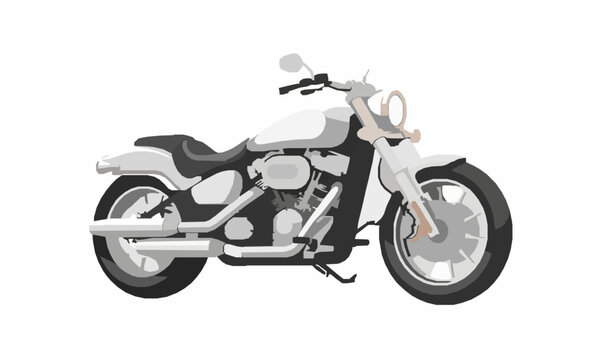 Classic cruiser motorcycle side view realistic vector illustration isolated on white background detailed bike design