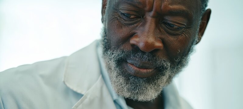 Elderly Man with White Beard, Looking Serious