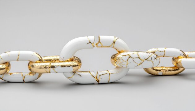 金継ぎチェーンの修復｜再接続を象徴する白&times;金のリンク
