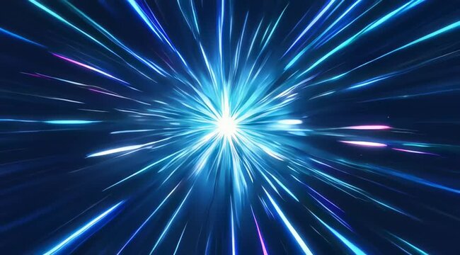 Hyperspace Jump Through a Cosmic Wormhole - Abstract Light Speed Travel in a Futuristic Tunnel.