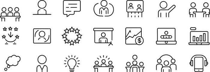Fototapeta premium Set of black and white representing various educational and activities and concepts