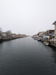 Fototapeta premium Blick auf den Alten Strom in Warnemünde