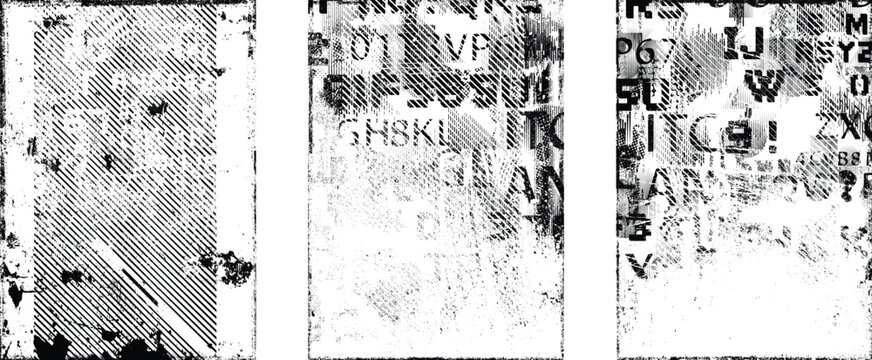 Grungy isolated layers . Design element for brochure, social media, posters, flyers. Overlay texture.Textured banner with Distress effect .Vector halftone dots . Screen print texture