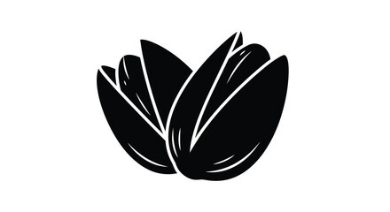 Obraz premium Abstract floral design featuring overlapping petals in a stark black silhouette