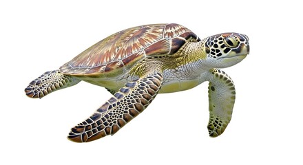 Fototapeta premium Marine Reptile Gliding Through Azure Waters, Captivating Sea Turtle Exhibiting Graceful Locomotion in a Submerged Realm