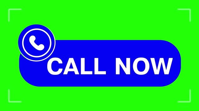 Call Now Green Screen Animation 4K, Phone Call Motion Graphic, Customer Support and Contact Action, Marketing UI Element, Vector Illustration, Isolated on Transparent Background
