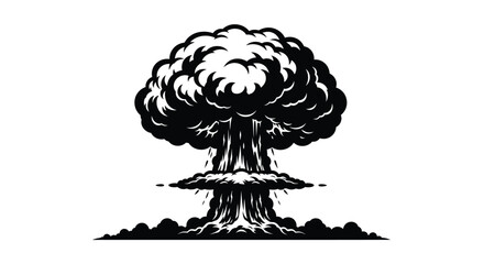 Dramatic mushroom cloud explosion depicted in stark black silhouette © IMkM00i76