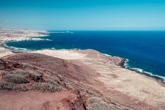Mineral and arid landscape along the coastline