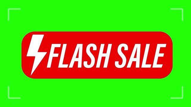 Flash Sale Animation, Limited Time Discount Motion Graphic, Urgent Offer and Promotion UI Element, Marketing Alert Video, 4K Green Screen