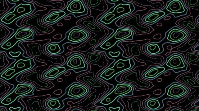 Abstract Topographic Wavy Lines Pattern Loop - Pink Green Blue