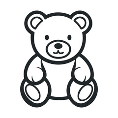 Obraz premium Cute black and white teddy bear illustration with a simple outline design, perfect for children's themes, playful graphics, and adorable toy concepts.