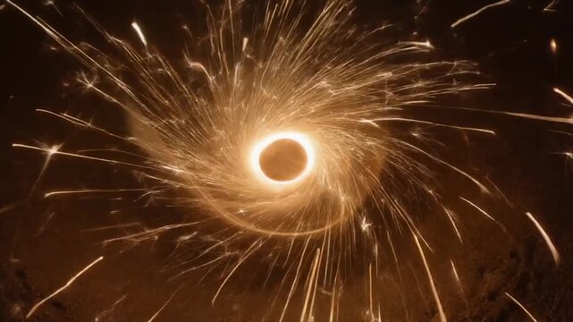 Seamless looping white hot sparks cinematic swirling rapidly vortex fiery energy luminous refined visuals abstract motion gradient glow