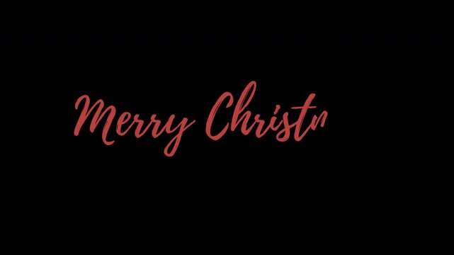 Merry Christmas Red Handwritten Cursive Text Animation Elegant Calligraphy Holiday Motion Graphics Loop with Alpha Channel