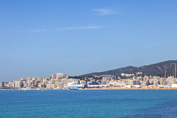 Fototapeta premium Cityscape view at Palma de Mallorca from the sea