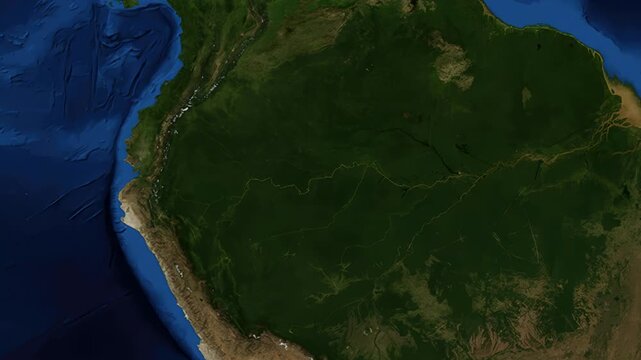 Satellite Map Zoom Animation From World View To Iquitos Peru