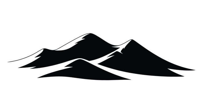 Minimalist mountain range graphic with bold black shapes silhouette