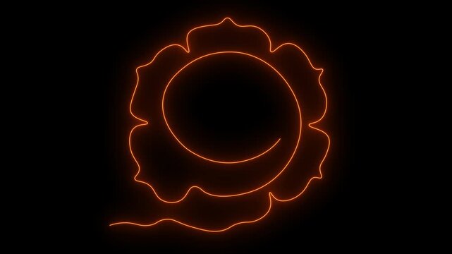 Yandra chakra svadhisthana. Self drawing animation one continuous line draw, logo on black background
