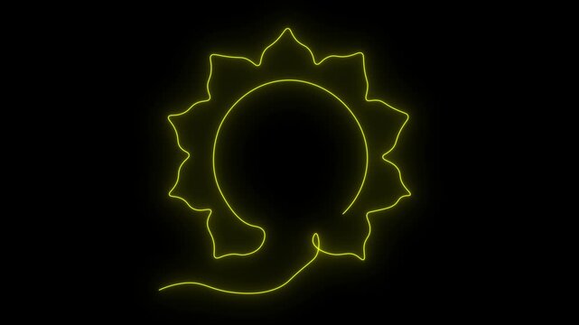 Yandra chakra Munipura. Self drawing animation one continuous line draw, logo on black background