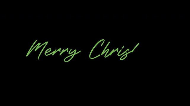 Merry Christmas green Handwritten Cursive Animation with Elegant Calligraphy Text	