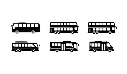 Public transport bus silhouette side view flat vector pictogram isolated on white background © MdRabbi