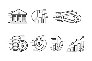 Fototapeta premium Illustrations depicting various aspects of modern financial management and transactions