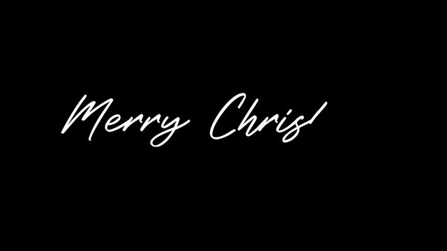Merry Christmas white Handwritten Cursive Animation with Elegant Calligraphy Text	