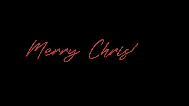 Merry Christmas red Handwritten Cursive Animation with Elegant Calligraphy Text	
